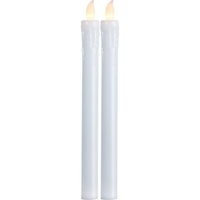 Star Trading, LED-Kerze, Kerzenlicht warmweiß für Kerzenleuchter, batteriebetriebene Weihnachtsdeko aus Kunststoff in weiß LED, Schalter an der Flamme batteriebetrieben, Sichtkarton, 24 x 2,5 cm, weiß 066-60