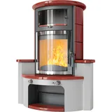 Kaminofen HARK 63 GT ECOplus 5 kW - Ofenkacheln: Brilliant-Rot - Korpus: titan/verchromt