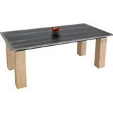 Mendler Esstisch HWC-L76, Tisch Esszimmertisch, Industrial Massiv-Holz MVG-zertifiziert 200x100cm, natur mit Metall-Optik