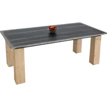 Mendler Esstisch HWC-L76, Tisch Esszimmertisch, Industrial Massiv-Holz MVG-zertifiziert 200x100cm, natur mit Metall-Optik