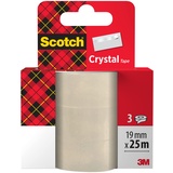 Scotch A61925R3 Crystal Klebeband, 19 mm x 25 m, transparent, 3 Rollen