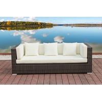 OUTFLEXX 3-Sitzer Sofa, braun marmoriert, Polyrattan, 210 x 85 x 70 cm, wasserfeste Kissenbox