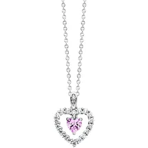 Julie Julsen Kette mit Anhänger Herz Zirkonia weiß rosa Silber