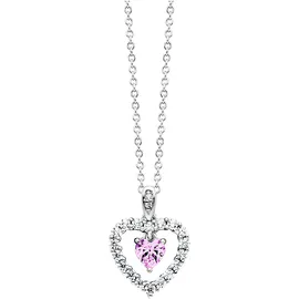 Julie Julsen Kette mit Anhänger Herz Zirkonia weiß rosa Silber