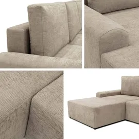 Mirjan24 Ecksofa Berne, Eckcouch mit Schlaffunktion und Bettkasten, Stilvoll Wohnzimmer Polstermöbel (Farbe: Sierra 744, Seite: Links) - Beige