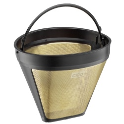 Cilio Gold Dauerfilter für Kaffee, Spezial gehärteter Filter 24 Karat vergoldet, absolut geschmacksneutral, Durchmesser: 12,5 cm