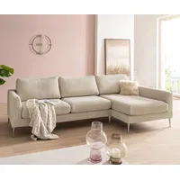 DeLife Ecksofa Marla Cordstoff Cord Creme-Weiß Recamiere rechts