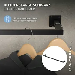 3x Kleiderstange Garderobenstange Garderobenhalter Stahl Kleiderständer Wand