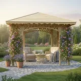 Pavillon Natalia 349x349cm Bausatz Fichte kdi grün mit Holzdach