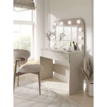 OTTO home Schminktisch OTTO HOME "NANCY, Hollywood Spiegelmit Beleuchtung, Schublade Soft Close", cashmere beige, beige, B:100,3cm H:142,5cm T:42,5cm, Tische, Schminktisch, Kosmetiktisch mit viel Stauraum, LED, Soft-Close