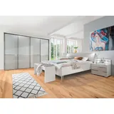 Wiemann Bett WIEMANN "Shanghai, mit geschmackvollem Polsterkopfteil, Made in Germany", weiß (weiß, kieselgrau nachbildung), B:209cm, Betten, Bett, in verschiedenen Breiten, Füße chromfarben