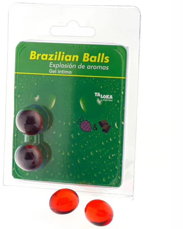 TALOKA - 2 BRASILIANISCHE KUGELN, ERDBEERE UND SCHOKOLADE, INTIMGEL