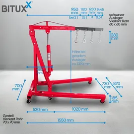 BITUXX Motorheber Stahl 2000 kg Rot