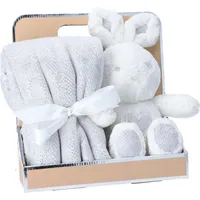 Antonio Baby Plüsch Decke mit Stofftier Hase grey