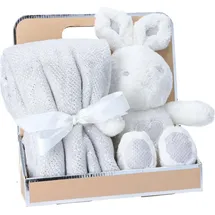 Antonio Baby Plüsch Decke mit Stofftier Hase grey