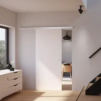 inova Schiebetür Holz weiß 880 x 2035 mm Alu Komplettset mit Laufschiene und Griffmuschel inkl. beidseitigem Softclose