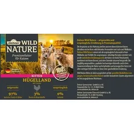 Dehner Wild Nature Katzenfutter Kitten Hügelland, Nassfutter getreidefrei / zuckerfrei, für Katzen, Huhn, 6 x 400 g Dose (2.4 kg)
