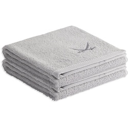 Sansibar Sylt Handtuch Set Sansibar Sylt Handtuch 2er Set Frottier-Serie „Classic“, (2er Set), mit hochwertiger Sansibar Säbel-Stickerei silberfarben