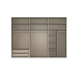 meinSchrank Schwebetürenschrank Regina 301 x 223 x 68 cm Weiß/Beige/Grau/Schwarz