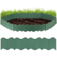 Relaxdays Rasenkante Kunststoff, Gartenpalisade 6-teilig, zum Stecken, Beete begrenzen, für Garten, 12,5 cm hoch, grün