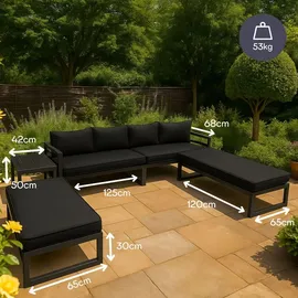 Perel Lounge-Set 8-Personen schwarz/grau