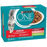 PURINA ONE Sterilcat Nassfutter mit Rind und Karotte,  Sterilisation 12x85g