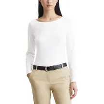 Marc O'Polo Marc OߴPolo Denim Damen, Langarmshirt aus Bio-Baumwolle mit U-Boot-Ausschnitt, weiß (Scandinavian White), XL