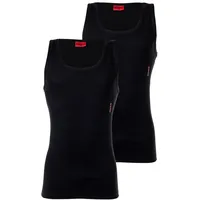 Hugo Herren Unterhemd, 2er Pack - Tank Top Twin Pack, Doppelripp, Cotton Stretch Schwarz 2XL