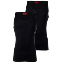 Hugo Herren Unterhemd, 2er Pack - Tank Top Twin Pack, Doppelripp, Cotton Stretch Schwarz 2XL
