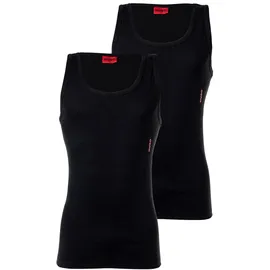 Hugo Herren Unterhemd, 2er Pack - Tank Top Twin Pack, Doppelripp, Cotton Stretch Schwarz 2XL