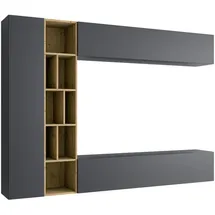 Mirjan24 Wohnwand, Grau, Holzwerkstoff, Rechteckig, 224x160x33 cm, Wohnzimmer, Wohnwände, Wohnwand-Sets