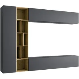 Mirjan24 Wohnwand, Grau, Holzwerkstoff, Rechteckig, 224x160x33 cm, Wohnzimmer, Wohnwände, Wohnwand-Sets