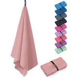 Fit-Flip Microfaser Handtücher - kompakt und leicht – für Reisen, Sport und Strand - Mikrofaser Handtuch schnelltrocknend – als Sauna und Badetuch groß (1x 200x90cm, Altrosa)