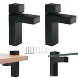 KMERCE 2pcs Glasklemme Verstellbare Schwarz, Klemmhalter Edelstahl, Regalhalterung, Badezimmer Regalträger für 3-28 mm Dicke Glas, Acrylglas und Holzregal, Wandmontage