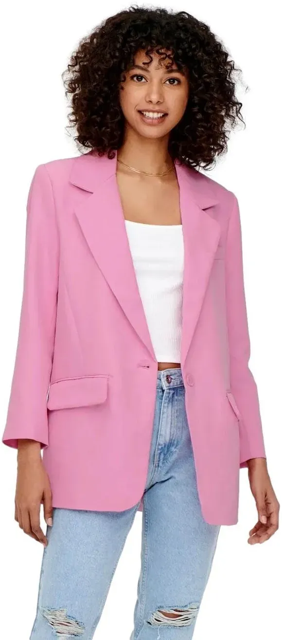 ONLY Damen Oversized Langarm Blazer | Eleganter Basic Cardigan | Business Jacke Mantel ONLLANA-Berry, Farben:Rosa, Größe:40