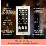 Klarstein Weinkühlschrank Shiraz 15 Slim Uno, für 15 Standardflaschen á 0,75l,Wein Flaschenkühlschrank Weintemperierschrank Weinschrank Kühlschrank