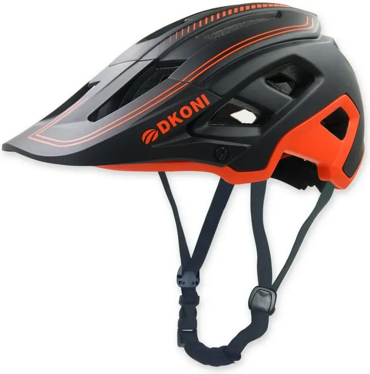 DKONI HS-062 Erwachsenen-Mountainbike-Helm, Schwarz/Orange, Größe L 56-61 cm