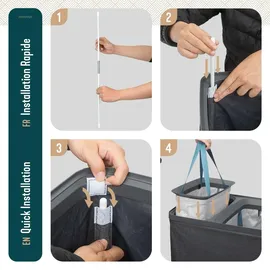VOUNOT Vounot® Wäschekorb 3 Fächer 170L, Wäschesammler mit Deckel Anthrazit