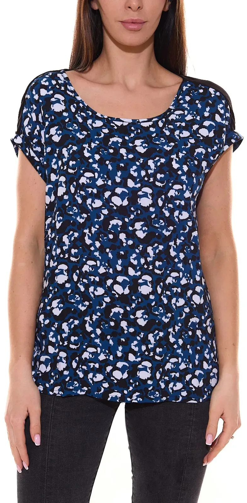 BOYSEN ́S Damen Shirtbluse luftiges Sommer-Shirt mit schlichtem Rücken 96935859 Blau - 36
