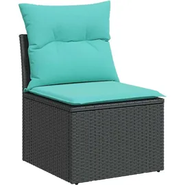 vidaXL Gartensofa-Set mit Kissen, schwarzes Polyrattan