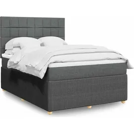 vidaXL Boxspringbett mit Matratze Dunkelgrau 140x200 cm Stoff