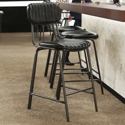 2er-Set Retro Barhocker | Leder | Schwarz | Vintage Barhocker