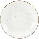 CreaTable Vintage Nature Suppenteller 23cm Porzellan, handgemalt, gesprenkelt, weiß
