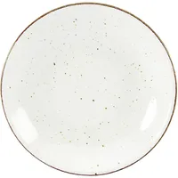 CreaTable Vintage Nature Suppenteller 23cm Porzellan, handgemalt, gesprenkelt, weiß