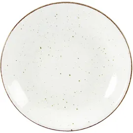 CreaTable Vintage Nature Suppenteller 23cm Porzellan, handgemalt, gesprenkelt, weiß