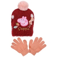 Peppa Pig Bommelmütze Peppa Wutz Kinder Mädchen Winter-Set Winter-Mütze Handschuhe (SET) rosa 52