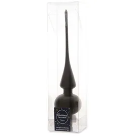 Kaemingk Christbaumspitze Glas 26cm hoch, D=6cm Weihnachtsbaumspitze schwarz matt