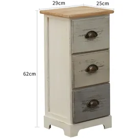 Mobili Rebecca Nachttisch Rebecca 62 x 29 x 25 cm Beige/Grau/Weiß