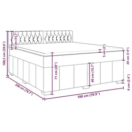 vidaXL Boxspringbett mit Matratze Taupe 180x200 cm Stoff