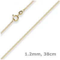 Schmuck Krone Goldkette 1,2mm Panzerkette aus 585 Gelbgold 38cm, Gold 585 goldfarben